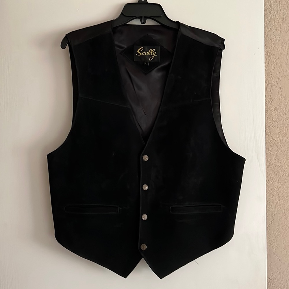 Mens black suede Scully vest
